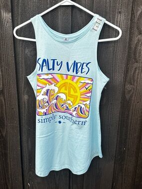 Simply Southern Light Aqua Blue Tee with Sun Salty Vibes Graphic Women's S NWT